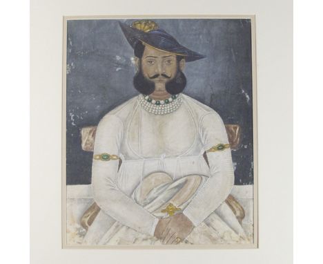 PORTRAIT OF A MAHRATTA RAJA Central India, second half 19th century gouache with gold on paper, mounted 370 x 305mm 