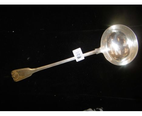 VICTORIAN HM SILVER FIDDLE THREAD AND SHELL SOUP LADLE LONDON 1841, GEORGE ADAMS