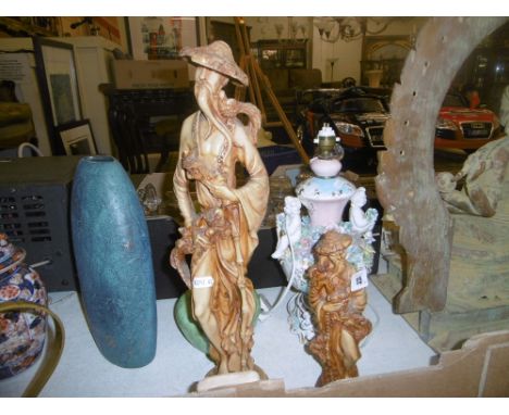 TWO SOAPSTONE ORIENTAL SAFE FIGURES