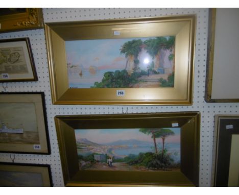 A PAIR OF WATERCOLOURS BAY OF NAPLESS ARTIST M GIANNI