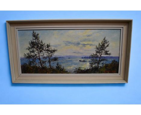 A small quantity of artwork to include; an Ernest Knight oil on board titled "Evening Hill"; three various J.H. Flack waterco