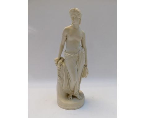 A marked Copeland 19th Century Parian figure of a semi naked Neo classical lady with tambourine, Art Union of London 1846 to 