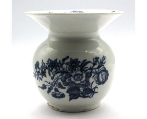 Early Worcester Spittoon c.1770-75 Flowers and rare print to reverse with floral sprays to rim. Crescent mark to base Height 