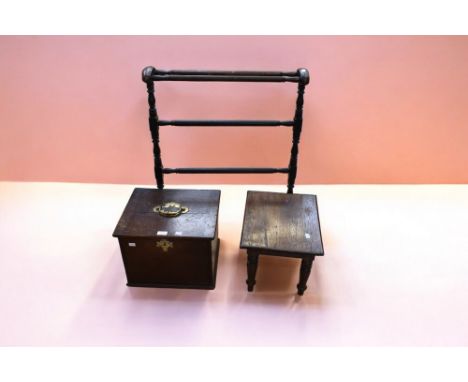 A collection of furniture to include a Chippendale style 19th Century oval occasional table, an oak Georgian deed box with br
