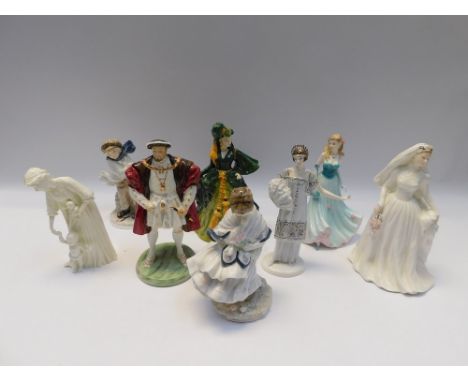 A group of Figures by various manufacturers to include Royal Doulton Scarlet O' Hara HN4200, Coalport Henry VIII, Millenium B