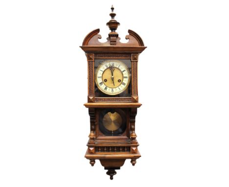 A 20th century Vienna wall clock together with a 20th century oak barometer, both untested (2)