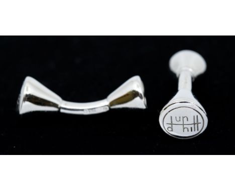 Dunhill- a pair of silver bar cufflinks, with circular terminals marked Dunhill, width approx 9mm, length approx 25mm, weight