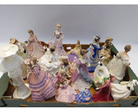 A collection of lady figures to include Royal Doulton -  My Love, Royal Worcester -  March , December , Saturday Girl, Coalpo
