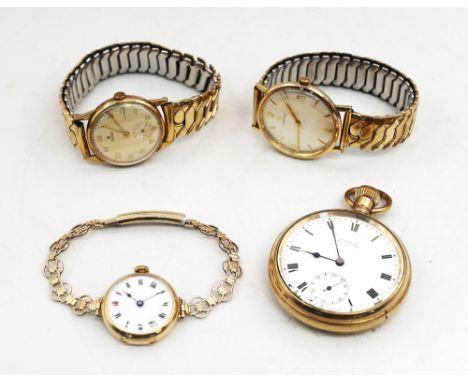 A gentleman's gold plated Omega wristwatch, comprising round signed silvered dial, applied baton and Arabic markers, case app