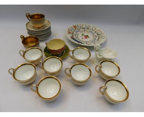 A small collection of ceramics to include; a Royal Worcester blanc de chine single salt cellar of figural form, approx. 9cm x