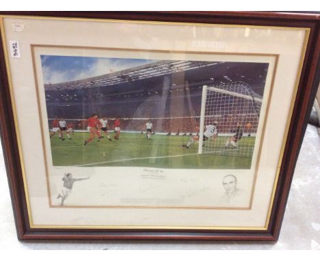 Heroes of 66; a limited edition colour print; signed by various members of the England; framed