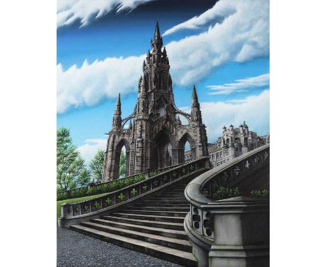 * ALAN GLASGOW,SCOTT MONUMENT,acrylic print on card,29cm x 24cm,Framed