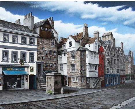 * ALAN GLASGOW,JOHN KNOX HOUSE,acrylic print on card,29cm x 24cm,Framed