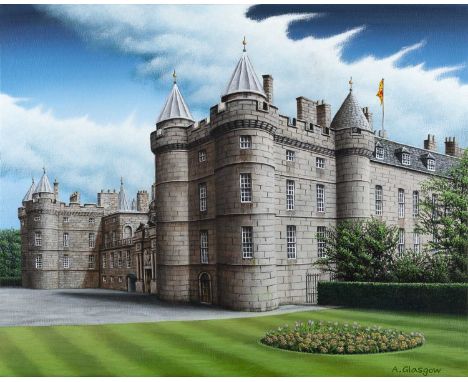 * ALAN GLASGOW,PALACE OF HOLYROOD HOUSE,acrylic print on card,29cm x 24cm,Framed