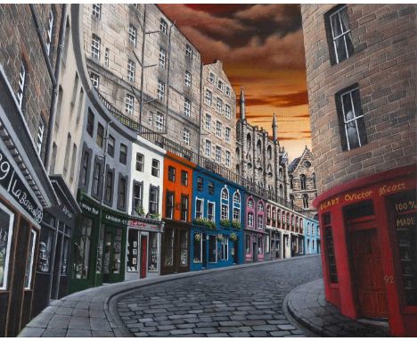 * ALAN GLASGOW,VICTORIA STREET,acrylic print on card, 29cm x 24cm,Framed