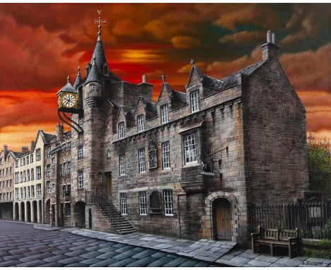 * ALAN GLASGOW,THE TOLL BOOTH,acrylic print on card,29cm x 24cm,Framed 
