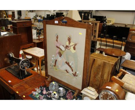 An oak fire screen