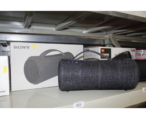 A Sony XG300 portable blue-tooth speaker