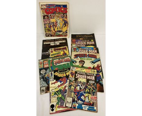 A copy of "The Penguin Book Of Comics".  Together with a small collection of vintage 1970's and 80's Spider-man comics, Star 