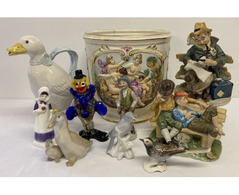 A collection of mostly figurines, to include Capodimonte, Royal Doulton, Goebel and Morano.  