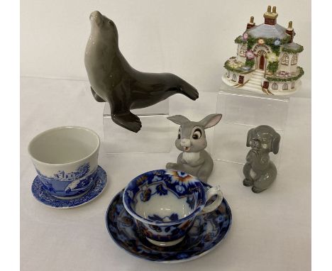 A small quantity of assorted vintage ceramics to include: Coalport, Spode and Lomonosov.  Lot includes Coalport pastille burn