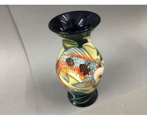 Moorcroft Pottery Quiet Waters baluster vase designed by Philip Gibson, marked 2002 to base, 19cm in height, with box