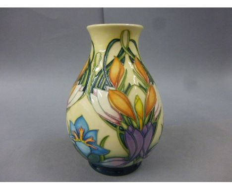 Moorcroft Pottery Spring Pearl bulbous vase designed by Philip Gibson, marked 2004, 150 to base and signed Philip Gibson,20cm