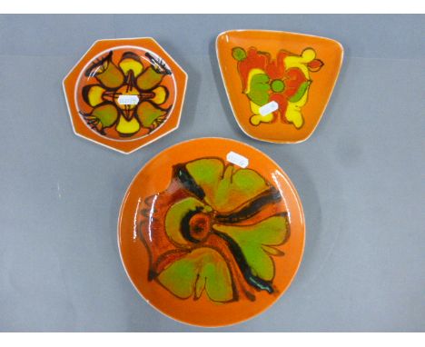 Poole Pottery Delphis plate plus two other similar dishes