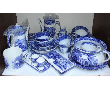 SECTIONS 2 & 3.  A large quantity of blue and white Abbey pottery, some George Jones, including a stilton dish and cover, toa
