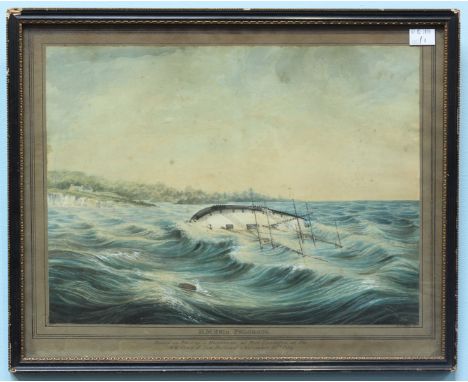 W.Mitchell. D.E.L (19th century) Seascape scene depicting H.M.Brig. Pelorus just off Port Essington in New South Wales in 183