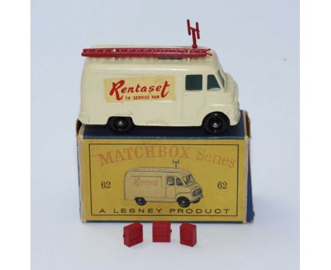 A Matchbox Lesney No.62 TV Service Van, with box, roof ladder, antenna  and three TV's (box AF)