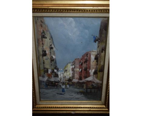 G R T, (20th century), an oil painting, Middle Eastern street, 24 x 17cm, indistinctly signed, 34 x 27cm, framed and glazed