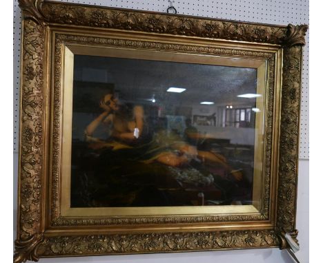 R. Van Baden (19th century Continental school), A Classical maiden reclining in a forest, oil on canvas, signed lower left, 5