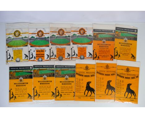 Football Programmes, Wolverhampton Wanderers home programmes 47/8 to 65/6 including
Europe (12) Good