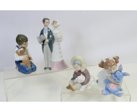 A collection of Lladro and Nao figures / groups to include # 4808 Wedding Day, # 1195 and other, largest approximately 19 cm 