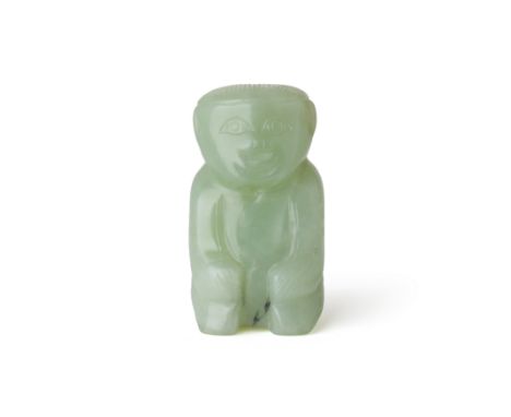 A Chinese archaistic jade figure of a monkey20th century Carved as a seated monkey with archaistic motifs to the back, box, 6