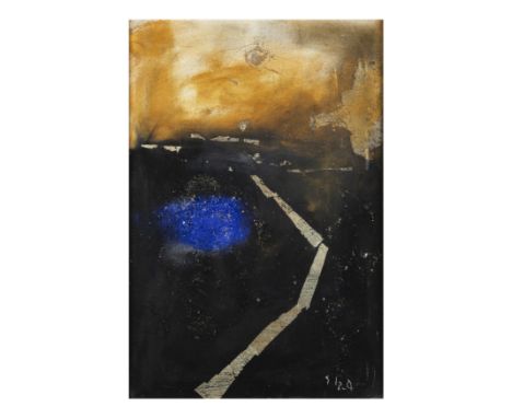 Shiro Tsujimura （b.1947 - ）LandscapeGold leaf and mixed media on canvas, signed lower right 'Siro', 61 x 41.4 cm 