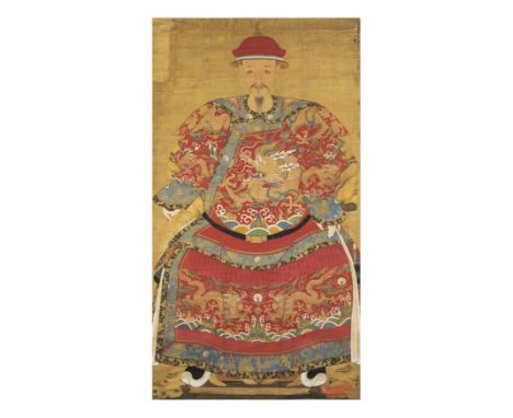 Anonymous, Chinese School, Qing dynasty, 18th/19th century'Ancestor Portrait of a Manchu Prince'Ink and colour on silk, 152 x