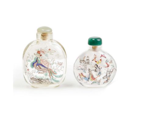 Two Chinese inside-painted snuff bottlesFirst half of 20th century and 2001The first, late Qing dynasty/Republic period, pain