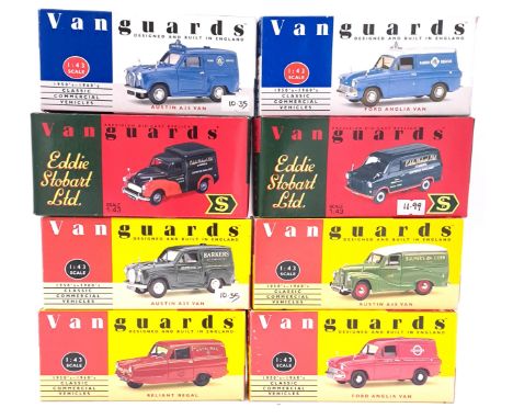 Vanguards, a boxed 1:43 scale Van group to include VA17000 Austin A35 Van "RAC", VA01116 Morris Minor Van "Eddie Stobart" alo