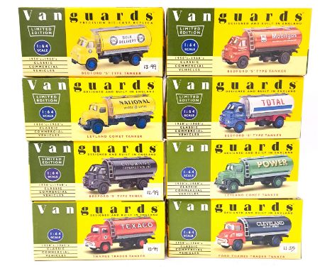 Vanguards, a boxed 1:43 scale Tanker group to include VA7004 Bedford 'S' Type Tanker "Courage Beers", VA20000 Leyland Comet T