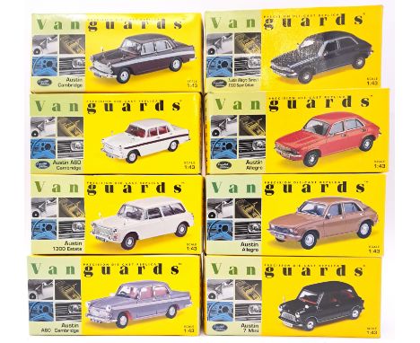 Vanguards, a boxed 1:43 scale Austin group to include VA44000 Austin A60 Cambridge in Grey/White along with others (see photo