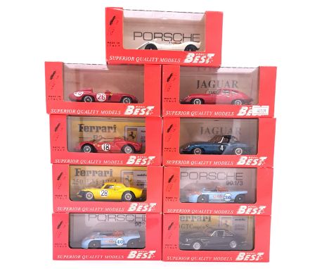 Model Best (1/43rd scale) a group of Racing/Performance/Sports Cars to include 9040 Porsche 908/2 (Prova) in White, 9094 Ferr