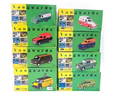 Vanguards, a boxed 1:43 scale Van group to include VA03015 Ford 300E Thames Van "Evening Standard", VA06200 Ford Popular Van 