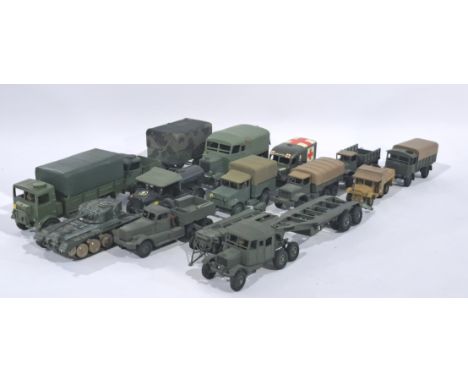 White Metal, Plastic and Diecast mixed group of Army/Military Vehicles to include Ambulances, Tanks and others. Conditions ge