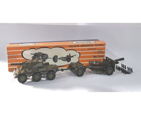 Crescent Toys 2154 Saladin Armoured patrol set to include - Saladin armoured tank, Ammunition trailer and field gun. Conditio