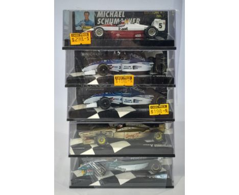 Minichamps a mixed Peugeot &amp; Yamaha Group 1/43 Scale to include Jordan Peugeot 196 R. Barrichello, Tyrrell Yamaha 023 M. 