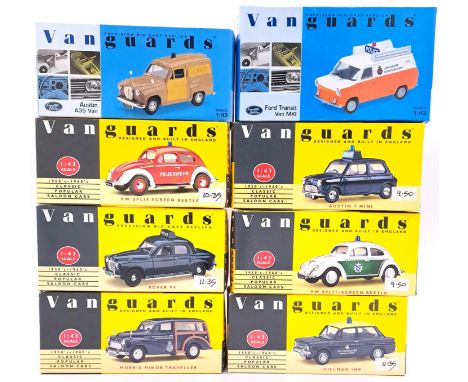 Vanguards, a boxed group of 1:43 scale Emergency vehicles to include VA17005 Austin A35 Van "Wiltshire Constabulary", VA10003