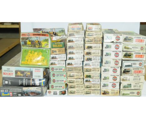Airfix &amp; Similar a boxed Model Railway kit group to include 3x Airfix Evening Star, Airfix BR Mogul and others (see photo