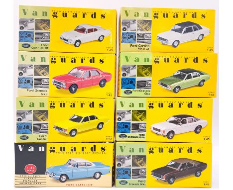 Vanguards, a boxed 1:43 scale Ford group, not checked for completeness, see photos for condition.